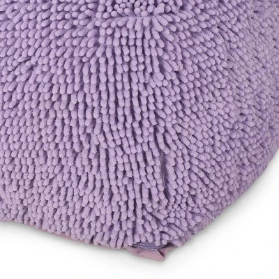 Spongy Microfiber Square Pouf, Lavender 3 Spongy Microfiber Square Pouf, Lavender - Image 3