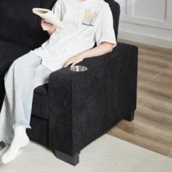 83.86"Polyester Polyester Sofa,Modern Compressed Couch,3-Seater Sofa, Furniture For Living Room,Bedroom,office ,Black -Bold Design Store GUEST aa6dbdfb b338 4a5b 8610 c36008bbd489