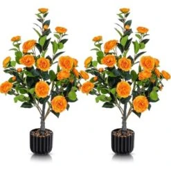 Artificial Camellia Tree 2 Pack, 36"Faux Camellia Plant In Pot With Orange Flowers, Greenery Potted Plant For Indoor Outdoor Office Home Porch Decor 15 Artificial Camellia Tree 2 Pack, 36"Faux Camellia Plant In Pot With Orange Flowers, Greenery Potted Plant For Indoor Outdoor Office Home Porch Decor -Bold Design Store GUEST adb8d74a 97b5 4499 ac95 f934c55d77d8