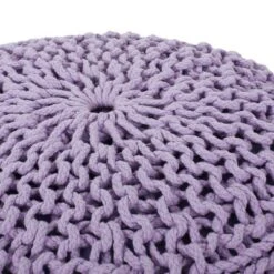 Bordeaux Knitted Cotton Round Pouf, Lavender -Bold Design Store GUEST add6e5d4 55a0 41c8 936c 45993d47c990