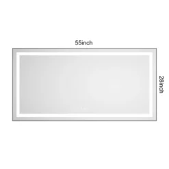 55 X 28 Inch LED Bathroom Mirror With Front And Backlight, Wall Mounted Vanity Mirror With Aluminum Frame,Anti-Fog,Memory, 3 Colors, Stepless Dimmable 9 55 X 28 Inch LED Bathroom Mirror With Front And Backlight, Wall Mounted Vanity Mirror With Aluminum Frame,Anti-Fog,Memory, 3 Colors, Stepless Dimmable -Bold Design Store GUEST ade24e3e 01fc 4a2c b5af 8a1c804be46a