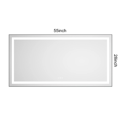 55 X 28 Inch LED Bathroom Mirror With Front And Backlight, Wall Mounted Vanity Mirror With Aluminum Frame,Anti-Fog,Memory, 3 Colors, Stepless Dimmable 5 55 X 28 Inch LED Bathroom Mirror With Front And Backlight, Wall Mounted Vanity Mirror With Aluminum Frame,Anti-Fog,Memory, 3 Colors, Stepless Dimmable - Image 5