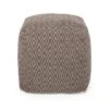 Amuleto Hand - Loomed Cotton Pouf, Dark Grey And Brown
