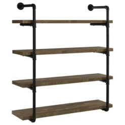 Black And Rustic Oak 40-inch Wall Shelf