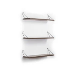 Altai Floating Wall Decor Wall Mounted Rustic Decorative Hanging Metal Bracket Triple Shelfs For Books, Walnut/Chrome -Bold Design Store GUEST af26a5b1 d3fc 4447 8d58 3006a2a95a9a