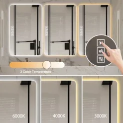 Bathroom Mirror With Led Lights Front And Backlit,Anti-Fog Lighted Vanity Mirrors For Wall Mounted,3 Colors And 5 Level Dimmable, Horizontal/Vertical -Bold Design Store GUEST b276ad57 458b 4894 9df4 262c0d454b07