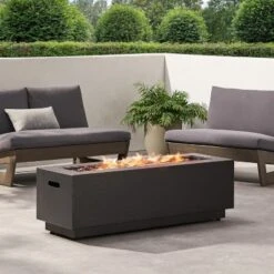 40" Outdoor 50,000 BTU Rectangular Iron Propane Fire Pit, Dark Grey (Tank Cover Not Included) -Bold Design Store GUEST b2a78660 93be 4749 85d2 a74557030ef6
