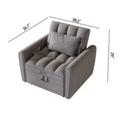 38.2inch Foldable Large-size Sofa Bed, Modern Polyester Single Sofa, Sofa Bed With Adjustable Backrest, 3 Positions And Pillows, Suitable -Bold Design Store GUEST b32e63dd ec2b 4b22 9c9f c9b5d93162c1
