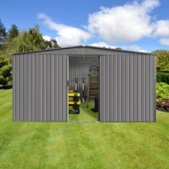 New Outdoor Storage Shed Has Two Functions:Metal Shed And Firewood Shed 14 Ft X 12 Ft, More Suitable For Winter , Grey -Bold Design Store GUEST b3d51930 6c71 4142 84b7 7279c963d312