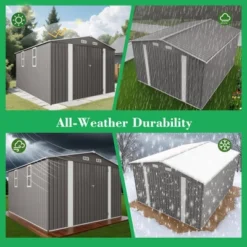 10x12FT Outdoor Storage Shed Large Metal Garden Shed With Double Door Two Window Waterproof Tool Shed For Backyard Patio Lawn Poolside ,Grey -Bold Design Store GUEST b4dbc5bd 01e0 4a03 ba5d 714c466743c1