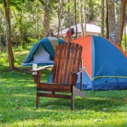 Outsunny Wooden Adirondack Chair, Outdoor Patio Lawn Chair With Cup Holder, Weather Resistant Lawn Furniture, Classic Lounge For Deck, Garden,Brown -Bold Design Store GUEST b5c895e8 539e 4f4f 9de4 8e932bc0b405