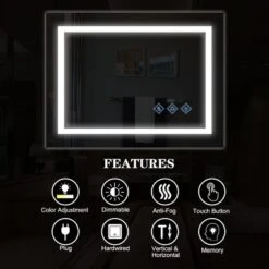 48x36inch LED Bathroom Mirror,3000-6000K Gradient Front And Backlit LED Mirror For Bathroom,3Colors Dimmable,IP54 Enhanced Anti-Fog -Bold Design Store GUEST b6c4d876 09fe 4ba8 8fa5 50531a6ab392