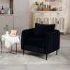 Accent Chair For Living Room, Polyester Comfy Single Sofa Chair Mid-Century Modern Armchair With 1 Pillow And Metal Legs For Bedroom Office Reading
