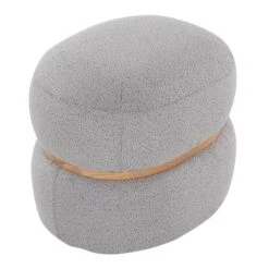 Cinch Contemporary Pouf Ottoman In Grey Fabric And Natural Wood By LumiSource -Bold Design Store GUEST ba083a21 5787 4f3e b7c2 82de7708e2af