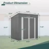 6'x4' Outdoor Metal Storage Shed For Garden Tools Lockable Door With Floor Frame