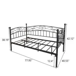 Metal Daybed Frame Multifunctional Mattress Foundation/Bed Sofa With Headboard, Twin, Black -Bold Design Store GUEST bb5d026d 18a1 41f6 94a5 1255999b0007