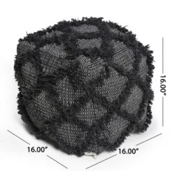 Jumanji Handcrafted Wool And Cotton Pouf, Brown Color -Bold Design Store GUEST bc08e6e3 979f 40a4 99f8 92f6e9cd23d2