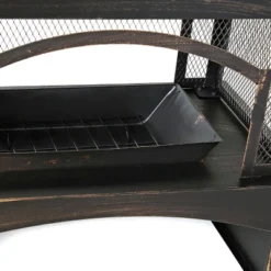 37-Inch Rectangular Metal Outdoor Wood Burning Fireplace,Outdoor Fireplace With Built-in Log Storage And Poker-Brushed Bronze,Log Burner Fire Pit -Bold Design Store GUEST bec16251 a6ea 4b72 8367 a832cc478525