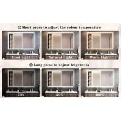 60x40 Inch Oversized LED Bathroom Mirror Wall Mounted Mirror With 3 Color Modes Aluminum Frame Large Wall Mirror For Bathroom