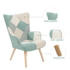 Accent Chair With Ottoman, Living Room Chair And Ottoman Set, Comfy Side Armchair For Bedroom, Creative Splicing Cloth Surface -Bold Design Store GUEST bf813304 8c5c 48f1 9f22 43044f7cfb41
