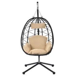 Egg Chair With Stand Indoor Outdoor Swing Chair Patio Wicker Hanging Egg Chair Hanging Basket Chair Hammock Chair With Stand For Bedroom Room Balcony -Bold Design Store GUEST c097c5bd 9c1a 4aaa 9735 e27e85a603d9