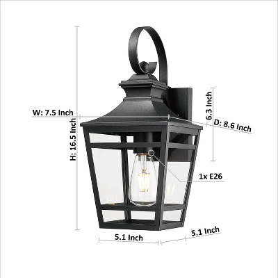 Large Outdoor Wall Lights For House, Wall Mount Outdoor Porch Lights Waterproof Black Outdoor Sconce Lights With Clear Glass For Patio Hallway(1 Pack) 5 Large Outdoor Wall Lights For House, Wall Mount Outdoor Porch Lights Waterproof Black Outdoor Sconce Lights With Clear Glass For Patio Hallway(1 Pack) - Image 5