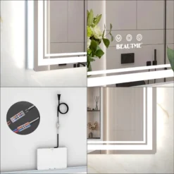 60x40 Inch Oversized LED Bathroom Mirror Wall Mounted Mirror With 3 Color Modes Aluminum Frame Large Wall Mirror For Bathroom -Bold Design Store GUEST c18c54b1 c6c1 4e57 8575 2809acb33b60