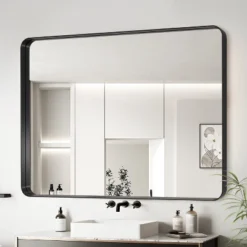 40x32 Inch Black Aluminium Frame Bathroom Mirror