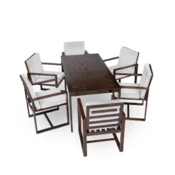 Patio Dining Set Outdoor Dining Table And Chair Set With And Removable Cushions For Patio, Backyard, Garden, Dark Brown -Bold Design Store GUEST c2c0330c 044b 4c69 a463 455b3a475442
