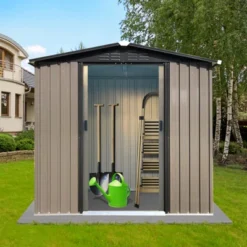 Outdoor Storage Sheds 6FTx4FT Apex Roof Brown With Sliding Doors -Bold Design Store GUEST c32ae5d0 110f 4dee 938b d3acf3b3437f