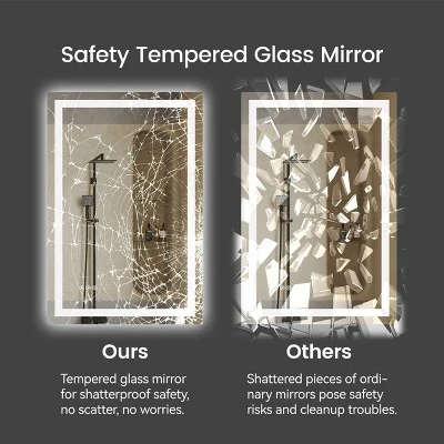 24in*36in LED Bathroom Mirror,Front-Lit And Back-Lit, Stepless Dimmable, 3 Colors CRI90+, Brightness Memory, Shatter-Proof,Anti-fog LED Vanity Mirror 5 24in*36in LED Bathroom Mirror,Front-Lit And Back-Lit, Stepless Dimmable, 3 Colors CRI90+, Brightness Memory, Shatter-Proof,Anti-fog LED Vanity Mirror - Image 5