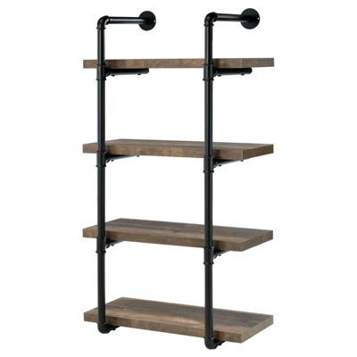 Black And Rustic Oak 4-tier Wall Shelf 3 Black And Rustic Oak 4-tier Wall Shelf - Image 3