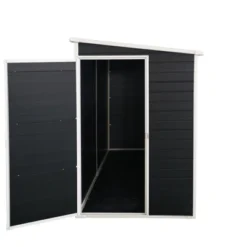 8x4ft Outdoor Resin Garden Shed With Floor And 2 Windows,Patio Outdoor Storage Shed With Lockable Door For Garden Tools, Bicycles, Trash Cans, Black -Bold Design Store GUEST c59a76b6 94a8 4b43 a248 008dadfd2a21