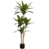 Artificial Plant, 51" Tall, Dracaena Tree, Indoor, Faux, Fake, Floor, Greenery, Potted, Real Touch, Decorative, Green Leaves, Black Pot