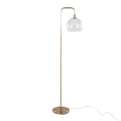 Metro 61" Contemporary Metal Floor Lamp In Royal Gold Metal With Clear Seeded Glass Shade From Grandview Gallery By LumiSource 2 Metro 61" Contemporary Metal Floor Lamp In Royal Gold Metal With Clear Seeded Glass Shade From Grandview Gallery By LumiSource - Image 2
