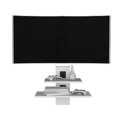 Havre Floating Shelf, Dual-Shelf Wall Unit With Cable Management, White 3 Havre Floating Shelf, Dual-Shelf Wall Unit With Cable Management, White - Image 3