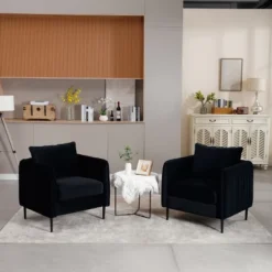 Accent Chair For Living Room, Polyester Comfy Single Sofa Chair Mid-Century Modern Armchair With 1 Pillow And Metal Legs For Bedroom Office Reading -Bold Design Store GUEST c7e76dc3 ec3f 4b2b bc0a f3eccea16a54