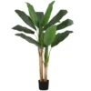Artificial Plant, 55" Tall, Banana Tree, Indoor, Faux, Fake, Floor, Greenery, Potted, Real Touch, Decorative, Green Leaves, Black Pot