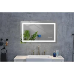 40 X 28 Inch LED Bathroom Mirror With Front And Backlight, Wall Mounted Vanity Mirror, Anti-Fog, Memory, 3 Colors, Stepless Dimmable
