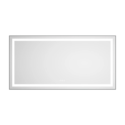 55 X 28 Inch LED Bathroom Mirror With Front And Backlight, Wall Mounted Vanity Mirror With Aluminum Frame,Anti-Fog,Memory, 3 Colors, Stepless Dimmable 2 55 X 28 Inch LED Bathroom Mirror With Front And Backlight, Wall Mounted Vanity Mirror With Aluminum Frame,Anti-Fog,Memory, 3 Colors, Stepless Dimmable - Image 2