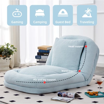 Folding Sofa Chair With 5 Adjustable Positions Plush Floor Lounge Chair For Gaming, Meditation, And Relaxation 6 Folding Sofa Chair With 5 Adjustable Positions Plush Floor Lounge Chair For Gaming, Meditation, And Relaxation - Image 6