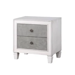 Katia Rustic Gray & Weathered White Finish Night Stand -Bold Design Store GUEST ca8bfbac 8441 4f3b b395 2bf6f437e93d