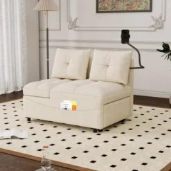 Foldable Sofa Bed In 3 Lengths, Modern Sofa Sofa Sofa Polyester Polyesterll-out Bed, Loveseat Sofa Adjustable Back And With USB Port And Phone Stand