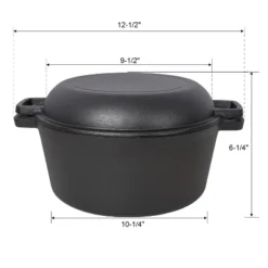 3 In 1 Pre-Seasoned Cast Iron Dutch Oven,Camping Deep Pot, 5 Quart. Cover As A Skillet With Ribbed Bottom Design. With 2pcs Silicone Handel Covers -Bold Design Store GUEST cb7153cb 259a 4daf b60b f97305e66a5a 2
