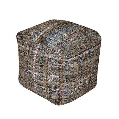 Koki Handcrafted Fabric Pouf, Khaki 1 Koki Handcrafted Fabric Pouf, Khaki