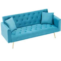 71 Inch Convertible Love Seat Sofa, American Retro, Light Blue Polyester, Suitable For Small Living Room, Bedroom, Office -Bold Design Store GUEST cd840a4c ff87 4084 87e8 3b55069d01bd