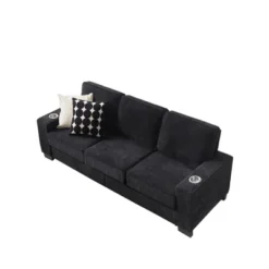 83.86"Polyester Polyester Sofa,Modern Compressed Couch,3-Seater Sofa, Furniture For Living Room,Bedroom,office ,Black -Bold Design Store GUEST cd8cec51 2625 4480 9ebf a1ba410a3567