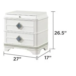 Laguna Modern Style 2-Drawer Night Stand Made With Wood, Hidden Jewelry Drawer And Crystal Accents In White Same As G150108982 (NJ Inventory)