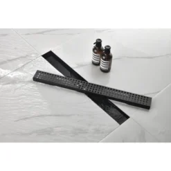 Linear Shower Drain With Removable Quadrato Pattern Grate, 304 Stainless Shower Drain Included Hair Strainer And Leveling Feet -Bold Design Store GUEST ce4223e9 fd07 469a 91d6 c1e368d85450