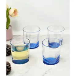 Oval Halo Acrylic Glasses Drinking Set Of 4 DOF (12oz), Plastic Drinking Glasses, BPA Free Cocktail Glasses, Drinkware Set, Plastic Water Tumblers